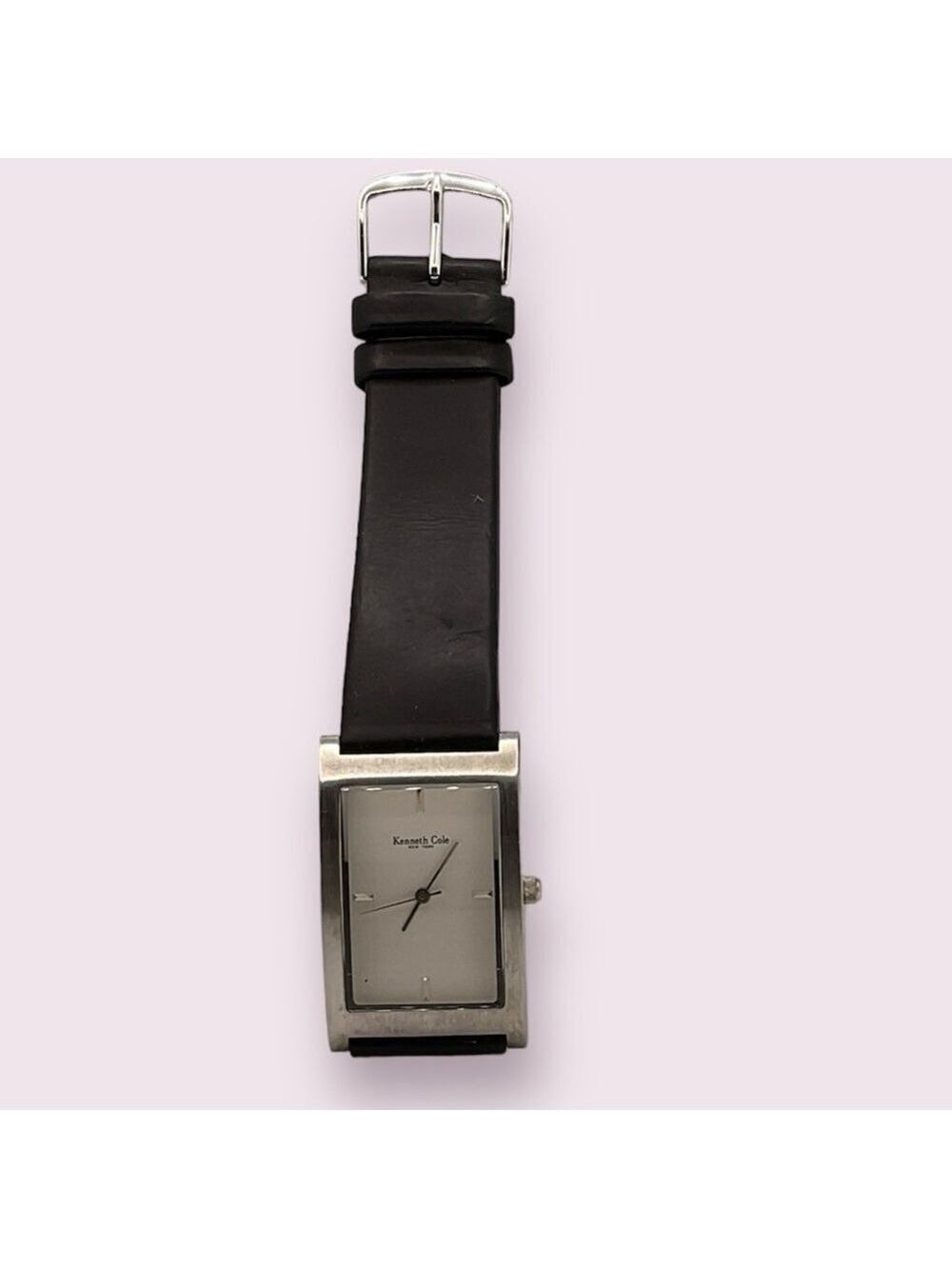 Kenneth Cole New York KC1024 Curved Glass Silver Dial Black Strap Watch